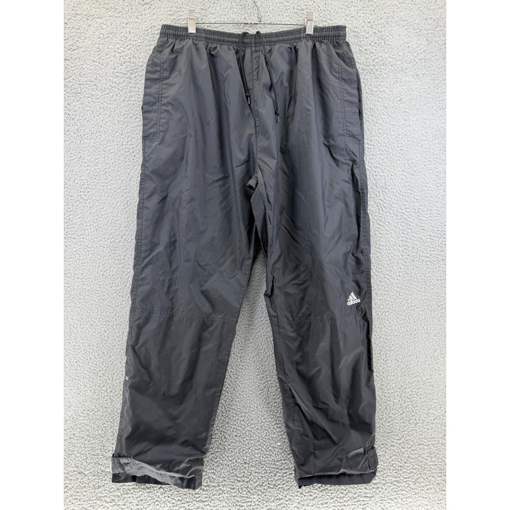 Vintage 2002 Adidas Black Nylon‎ Track Pants Y2K Baggy Windbreaker READ